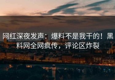 网红深夜发声：爆料不是我干的！黑料网全网疯传，评论区炸裂