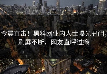 今晨直击！黑料网业内人士曝光丑闻，刷屏不断，网友直呼过瘾
