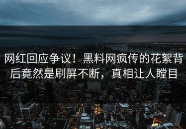 网红回应争议！黑料网疯传的花絮背后竟然是刷屏不断，真相让人瞠目