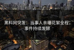 黑料网突发：当事人亲曝花絮全程，事件持续发酵