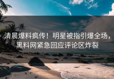 清晨爆料疯传！明星被指引爆全场，黑料网紧急回应评论区炸裂