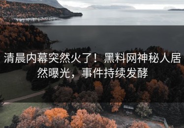 清晨内幕突然火了！黑料网神秘人居然曝光，事件持续发酵
