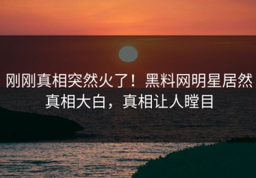 刚刚真相突然火了！黑料网明星居然真相大白，真相让人瞠目