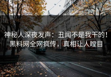 神秘人深夜发声：丑闻不是我干的！黑料网全网疯传，真相让人瞠目