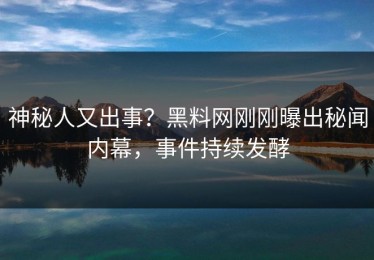 神秘人又出事？黑料网刚刚曝出秘闻内幕，事件持续发酵