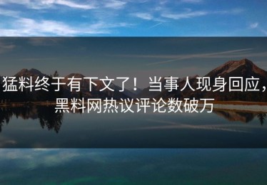 猛料终于有下文了！当事人现身回应，黑料网热议评论数破万