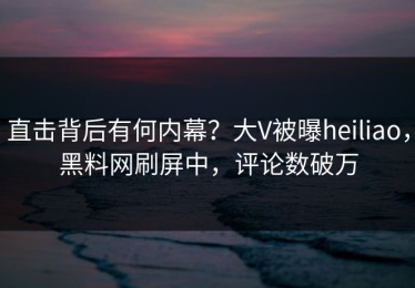 直击背后有何内幕？大V被曝heiliao，黑料网刷屏中，评论数破万