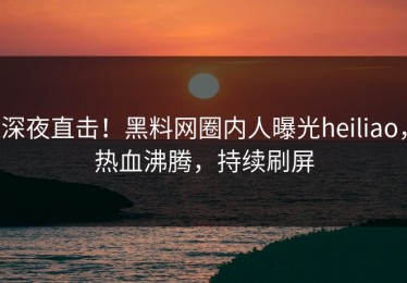 深夜直击！黑料网圈内人曝光heiliao，热血沸腾，持续刷屏