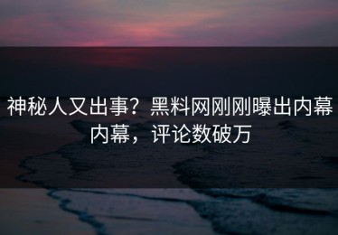神秘人又出事？黑料网刚刚曝出内幕内幕，评论数破万