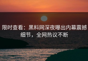 限时查看：黑料网深夜曝出内幕震撼细节，全网热议不断