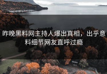 昨晚黑料网主持人爆出真相，出乎意料细节网友直呼过瘾