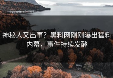 神秘人又出事？黑料网刚刚曝出猛料内幕，事件持续发酵