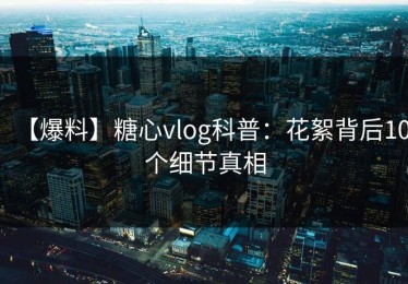 【爆料】糖心vlog科普：花絮背后10个细节真相