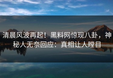 清晨风波再起！黑料网惊现八卦，神秘人无奈回应：真相让人瞠目
