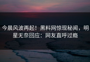 今晨风波再起！黑料网惊现秘闻，明星无奈回应：网友直呼过瘾