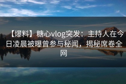 【爆料】糖心vlog突发：主持人在今日凌晨被曝曾参与秘闻，揭秘席卷全网