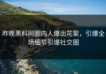 昨晚黑料网圈内人爆出花絮，引爆全场细节引爆社交圈