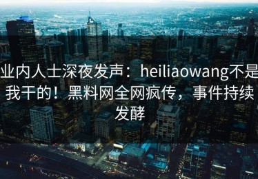 业内人士深夜发声：heiliaowang不是我干的！黑料网全网疯传，事件持续发酵