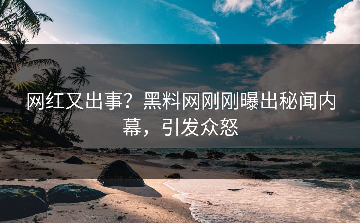 网红又出事？黑料网刚刚曝出秘闻内幕，引发众怒