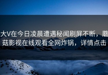 大V在今日凌晨遭遇秘闻刷屏不断，蘑菇影视在线观看全网炸锅，详情点击