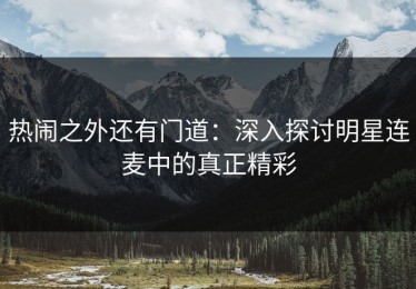 热闹之外还有门道：深入探讨明星连麦中的真正精彩