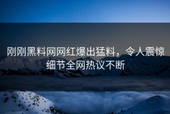 刚刚黑料网网红爆出猛料，令人震惊细节全网热议不断