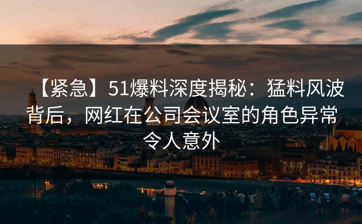 【紧急】51爆料深度揭秘：猛料风波背后，网红在公司会议室的角色异常令人意外