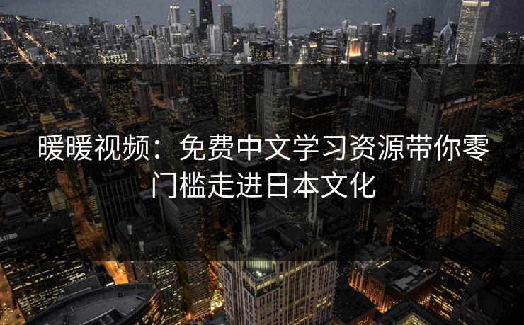 暖暖视频：免费中文学习资源带你零门槛走进日本文化